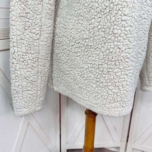 True Grit Faux Sherpa Pullover Sherpa Jacket Quarter Zip Beige Small - Picture 7 of 13